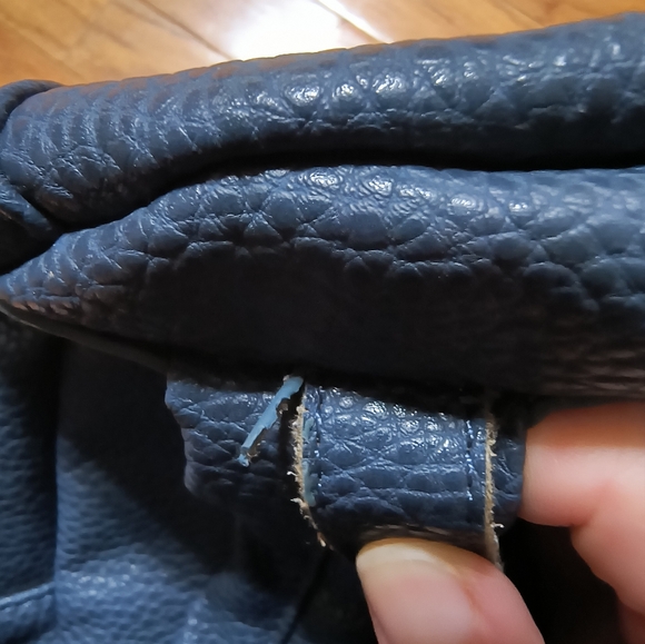 Adrienne Vittadini backpack purse, H 11"/L 13"/ W 5", navy and brown - Picture 3 of 16